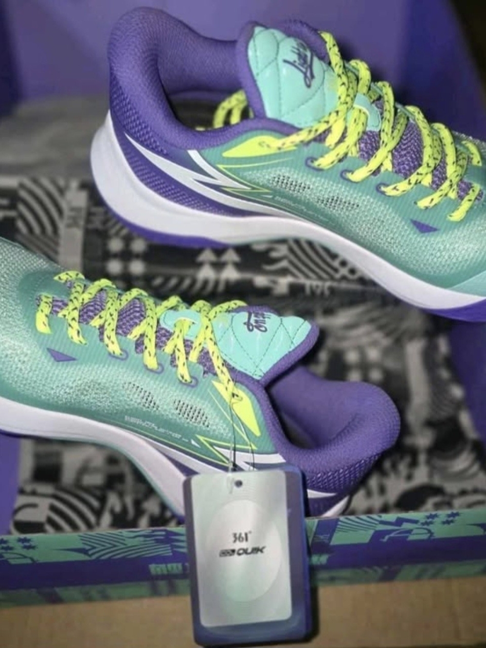 361° Light Up 1 "Jade" Basketball sneakers, teal/green and purple